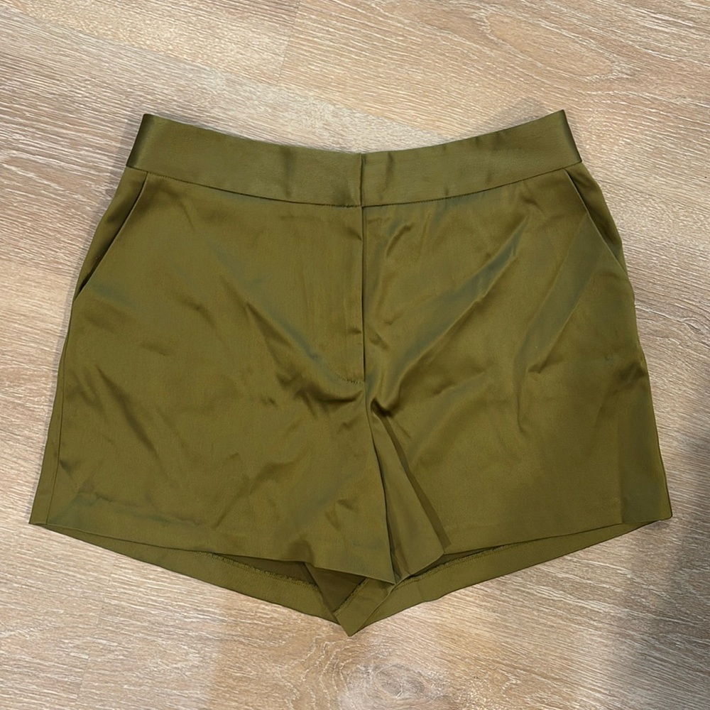 Gabrielle Union green satin shorts